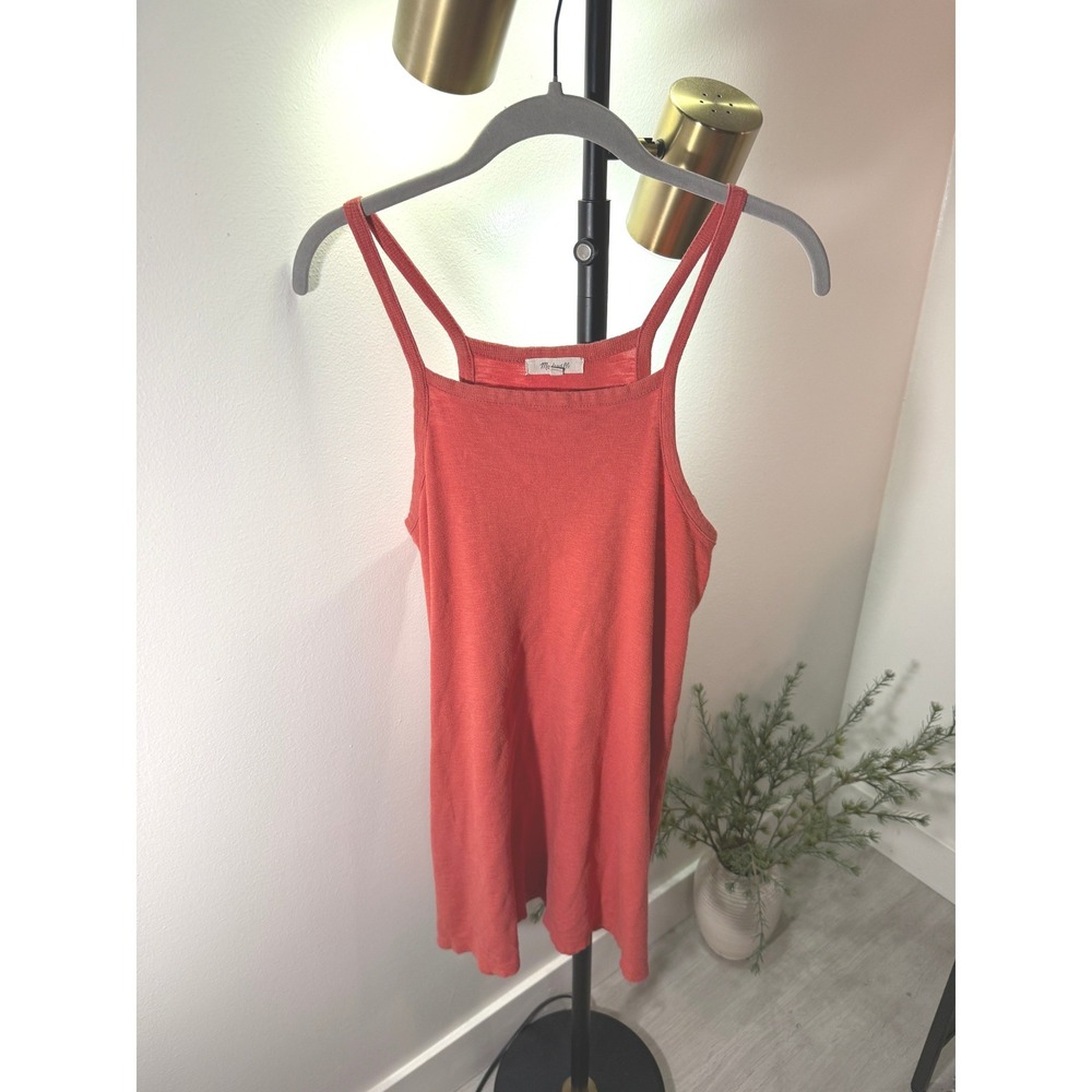 Madewell Coral Orange Jersey A-Line Mini Dress Womens XS Double Strap Summer